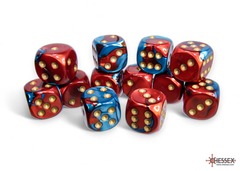 Gemini Red-Teal/gold 16mm d6 Dice Block (12 dice) - CHX26662